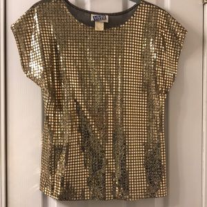 Gold Shimmery Short Sleeve Blouse